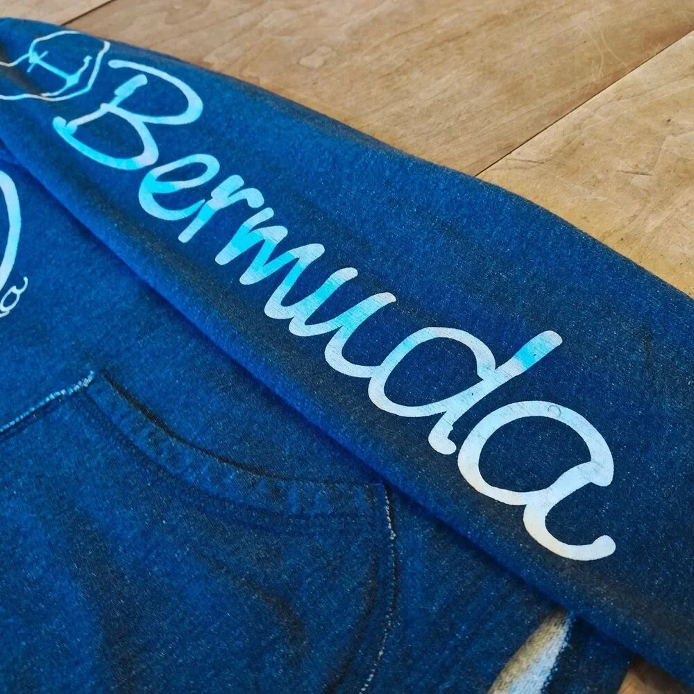 Bermuda Hoodie – Davisons of Aruba, Navy, Size Medium, Nautical Heart Anchor - Picture 5 of 7